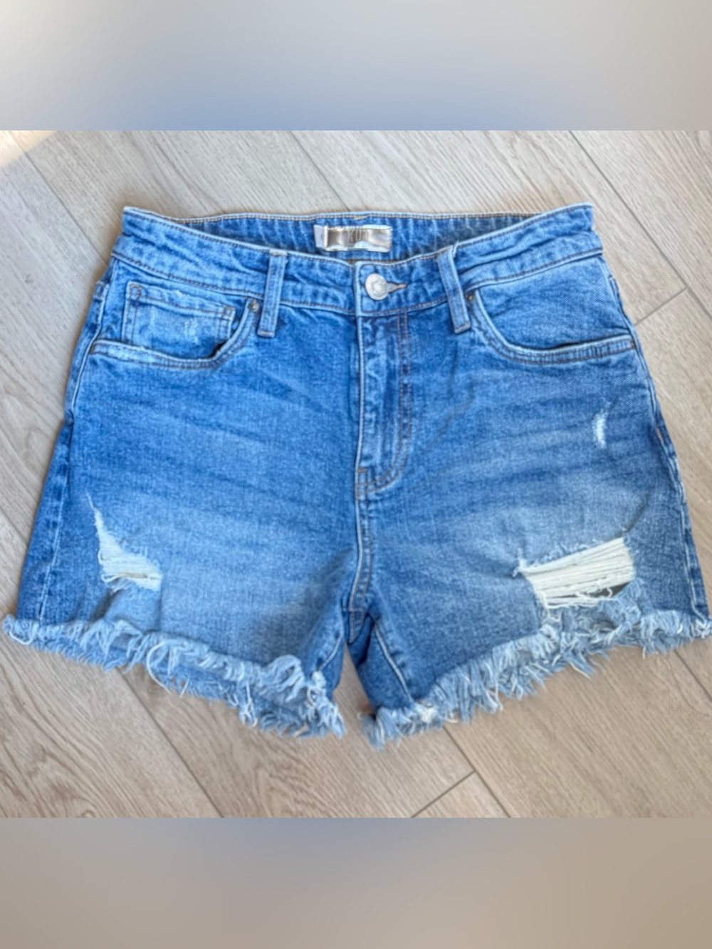 Kut from the Kloth Distressed Blue Denim Shorts